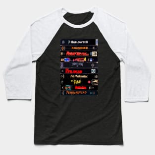 Retro Horror Movies VHS Stacks Baseball T-Shirt
